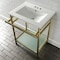 Kingston Brass VPB24187W47 24-Inch Ceramic Console Sink (4-Inch, 3-Hole), White/Brushed Brass VPB24187W47 - alternate 3